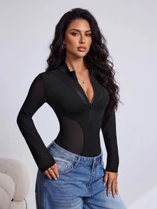 Slayform بدلة نسائية بلون موحد كاجوال للسفر اليومي والرياضة - الأسود - مشاهدة 3