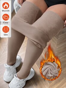 Solflare 秋冬修身駱駝色大尺碼緊身褲 - 駝色 - 查看 1