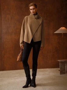 MOTF WOMEN'S FASHION CAMEL DOUBLE-FACED WOOL COAT - Camel - View 4