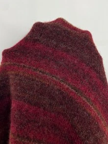 Aloruh Women's Striped Casual Versatile Daily Long Sleeve Sweater - Burgundy - View 9