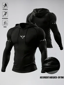 Acti Log Men's Bull Head Graphic Casual Daily Wear Hooded Sweatshirt - Black - View 1