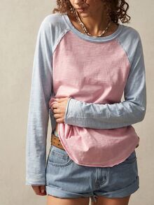 Bohemela Plus Size Women's Colorblock Casual Everyday Long Sleeve T-Shirt - Multicolor - View 7
