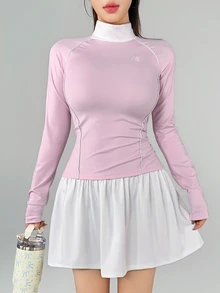 DAZY Women's Colorblock Casual Daily Long Sleeve Sports T-Shirt - Pink - View 8