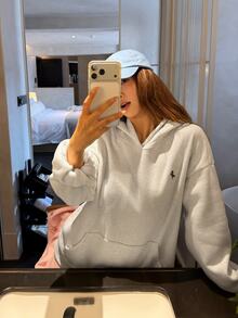 DAZY Women's Loose Hooded Pullover Casual Sweatshirt Hoodies - Light Grey - View 7
