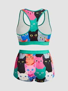 Chillnights Conjunto de lencería con top de tirantes y bragas con estampado de dibujos animados para mujer - Multicolor - Ver 4