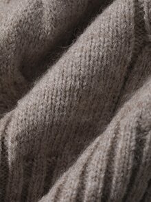 Livesso Tall Women's Knitted Cable Knit Casual Loose Sweater - Khaki - View 10
