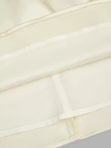 Sweetra Plus Size Early Autumn Satin Tie Bow Decor Mini A-Line Skirt - Apricot - View 6