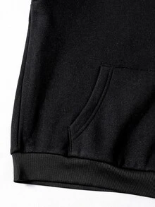 Tween Boys Casual Solid Color Loose Fit Sweatshirt Autumn Fall - Black - View 4