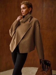 MOTF WOMEN'S FASHION CAMEL DOUBLE-FACED WOOL COAT - Camel - View 6
