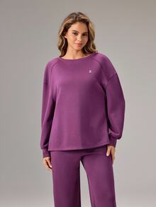 OutZeal Women Sports Sweatshirt Gym Workout Casual Natural Soft Long Sleeve Sweatshirt - Violet Purple - View 8