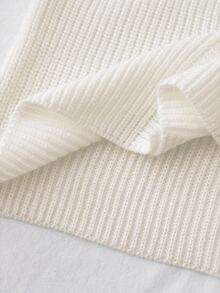 SHEIN Teen Girl Teen Girls Cardigans Autumn/Winter Casual Loose White Solid Color Ribbed V-Neck Open Front - White - View 7