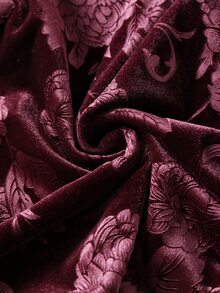 Velvienne Plus Size Autumn/Winter Purple Embossed Elegant High-End Ruffled V-Neck Ruched Waist Lace Long Sleeve Dress - Purple - View 8