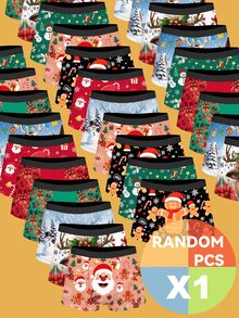 Notgurli 1/3/6pcs Men's Square Boxer Briefs Random Print Fashion Christmas Atmosphere - Multicolor - View 6