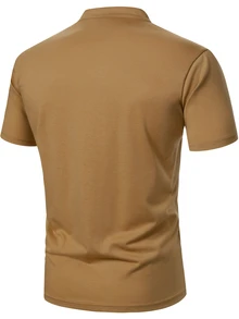 Manfinity Homme 男士字母印花休閒日常短袖 Polo 衫 - 咖啡棕 - 查看 2
