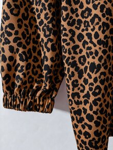 SHEIN LUNE CURVE Women's Plus Size Autumn Leopard Print Zipper Jacket And Pants 2 Pieces Set, Suitable For Daily Wear, Casual And Elegant Fall - Brown - View 6