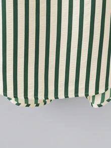 SHEIN Tall CURVE 大尺碼女款法式休閒夏季短袖V領長版洋裝 - 墨綠色 - 查看 4