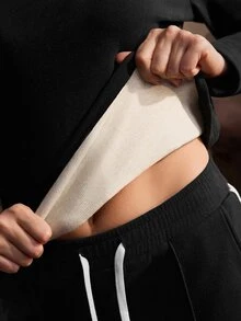 Nima Coro Women's High Neck 2 In 1 Long Sleeve Casual Top - Black - View 9