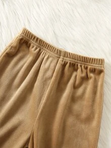 SHEIN 2件組嬰兒男孩女孩適用卡通鹿圖案拼色圓領長袖套頭運動衫＋彈性腰長褲，適合聖誕節 - 彩色 - 查看 6