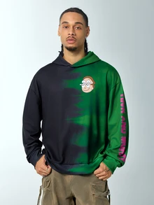 Rick and Morty X SHEIN Men's Letter Pattern Casual Everyday Hoodie - Black - View 2