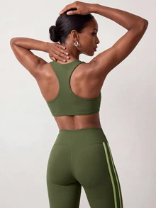 Zivah Women's Colorblock Top And Leggings Casual Daily Sports Outfit - Green - View 3