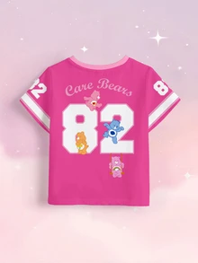 SHEIN X Care Bears Young Girl Digital Print Crew Neck Short Sleeve Casual T-Shirt - White - View 7