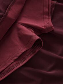 Girlism Tween Girl Tween Girls Burgundy Velvet Simple Comfortable Layered Ruffle Hem Strapless Puff Dress - Burgundy - View 5