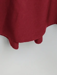 SHEIN Tall CURVE 大尺碼女款法式休閒夏季短袖V領長版洋裝 - 酒紅色 - 查看 5