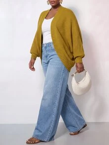 Zivah Plus Size Women's Solid Color Casual Versatile Daily Wear Cardigan - Mustard Yellow - View 9