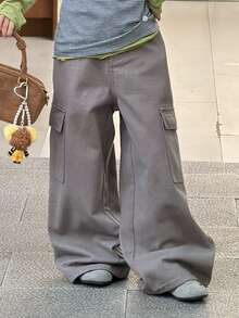 Dazy Kids Tween Girl Casual Daily Denim Jeans With Pockets And Buttons - Light Grey - View 4