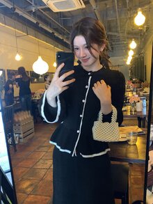 DAZY Women's Elegant Casual Sweater 2 Pieces Set - Black - View 6