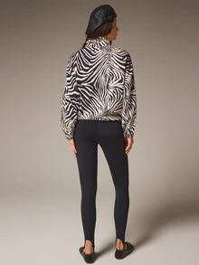 Athîral Jaket Kasual Longgar Lengan Panjang Wanita Motif Zebra dengan Kerah Corong, Cocok untuk Musim Gugur dan Musim Dingin, untuk Jalan-jalan, Tali Serut di Bagian Bawah, Saku Samping, Gaya Jalanan Vintage Longgar - MultiWarna - View 3