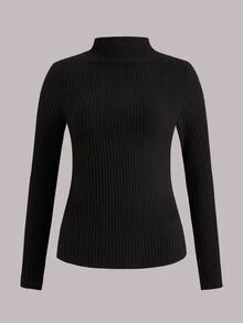 SHEIN LUNE 2件/組 素色基本款緊身舒適柔軟T恤，休閒秋冬疊穿假領上衣，黑色上衣、棕色上衣，女款休閒襯衫 - 彩色 - 查看 6