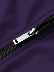 Manfinity Homme Men's Letter Pattern Long Sleeve Zip-Up Casual Baseball Jacket - Purple - View 5