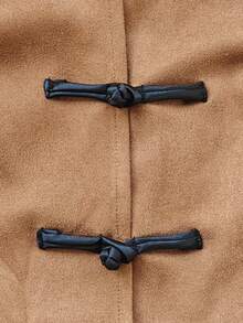 SHEIN New Chinese Style Frog Button Stand Collar Jumpsuit - Brown - View 8