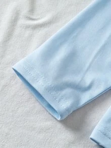 女童休閒可愛水豚印花長袖秋季/冬季牛奶絲面料居家服套裝 圓領針織卡通動物 2件組 柔軟舒適 - 藍色 - 查看 7