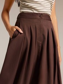 COSMINA Women's Casual Elegant Commuter Pleated Houndstooth Short Skirt - Brown - View 6