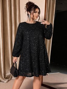 Cravure Plus Size Country Vintage Party Theme Elegant Sequin Straight Back Bowknot Strap Dress - Black - View 6