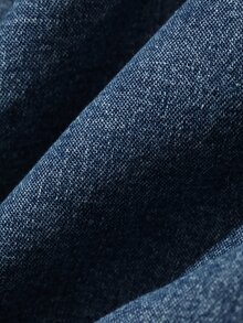 DAZY Women's Small Stand Collar Tie-Neck Casual Elegant Denim Top - Medium Wash - View 9