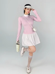 DAZY Women's Colorblock Casual Daily Long Sleeve Sports T-Shirt - Pink - View 2