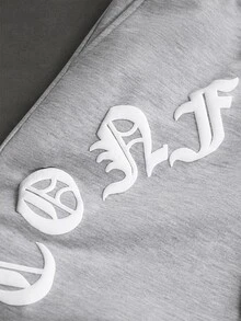 Manfinity Homme Men's Plus Size Drawstring Waist Letter Pattern Casual Everyday Sweatpants - Grey - View 5