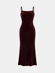 Tween Girls Spaghetti Strap Long Dress, Elegant Party, Ceremony, Formal Occasion, Ball, Evening Banquet - Burgundy - View 6