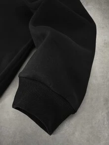 STYNVO 男士秋冬長袖口袋設計連帽衛衣 - 黑色 - 查看 5