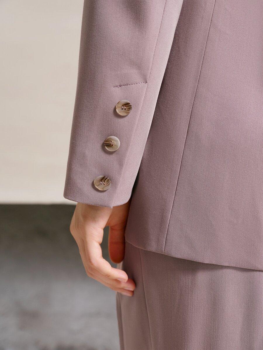 MOTF PREMIUM Áo blazer nữ thanh lịch tay dài phối màu tương phản có cúc - Nhiều màu - Xem 2
