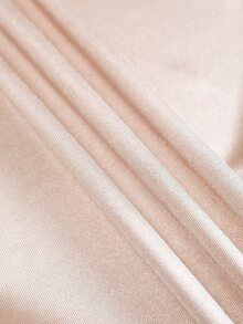 Cravure Plus Size Women's Autumn/Winter Cinched Waist Ruched Curved Hem Satin Fabric Elegant Commuter Blouse - Apricot - View 7