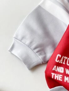 LOONEY TUNES X SHEIN 小男孩連帽長袖衛衣，卡通圖案，適合秋冬穿著 - 彩色 - 查看 4