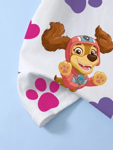 SHEIN | PAW Patrol 女童卡通印花短袖時尚T恤 - 白色 - 查看 5