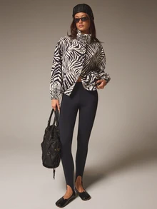 Athîral Jaket Kasual Longgar Lengan Panjang Wanita Motif Zebra dengan Kerah Corong, Cocok untuk Musim Gugur dan Musim Dingin, untuk Jalan-jalan, Tali Serut di Bagian Bawah, Saku Samping, Gaya Jalanan Vintage Longgar - MultiWarna - View 2