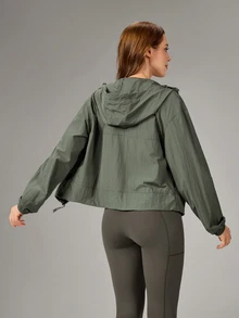 OutZeal Women Outdoor Jacket Solid Color Hiking Camping Lightweight Hooded Outdoor Top - Green - View 8
