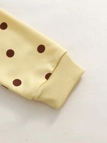 SHEIN 2件組 Casuvi 女童兩件式針織套頭衛衣與長褲套裝，蝴蝶結裝飾，側縫拼色條紋設計，寬腿長褲，美式可愛簡約休閒風，適合春秋日常穿著、運動與度假 - 黃色 - 查看 6
