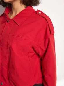 Easithlete Easithlete Women's Flight Jacket Coat, Sporty Casual Multi-Style, Fashionable Versatile Commuter, Vintage Epaulette Design - Red - View 7
